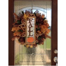Fall Deco Mesh Door Wreath " FREE SHIPPING "   112554533149